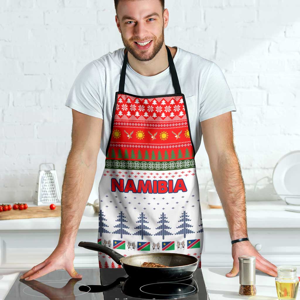 Namibia Christmas Apron with Red-Green Theme, Coat of Arms, and National Flag Motif - Wonder Print Shop