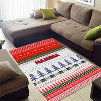 Namibia Christmas Area Rug with Red-Green Theme, Coat of Arms, and National Flag Motif - Wonder Print Shop