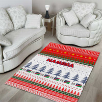 Namibia Christmas Area Rug with Red-Green Theme, Coat of Arms, and National Flag Motif - Wonder Print Shop