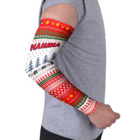Namibia Christmas Arm Sleeves with Red-Green Theme, Coat of Arms, and National Flag Motif - Wonder Print Shop