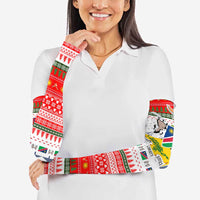 Namibia Christmas Arm Sleeves with Red-Green Theme, Coat of Arms, and National Flag Motif - Wonder Print Shop