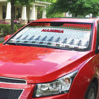 Namibia Christmas Auto Sun Shade with Red-Green Theme, Coat of Arms, and National Flag Motif - Wonder Print Shop
