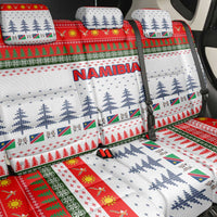 Namibia Christmas Back Car Seat Cover with Red-Green Theme, Coat of Arms, and National Flag Motif - Wonder Print Shop
