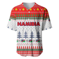 Namibia Christmas Baseball Jersey with Red-Green Theme, Coat of Arms, and National Flag Motif - Wonder Print Shop