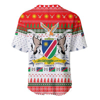 Namibia Christmas Baseball Jersey with Red-Green Theme, Coat of Arms, and National Flag Motif - Wonder Print Shop