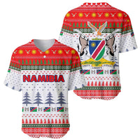 Namibia Christmas Baseball Jersey with Red-Green Theme, Coat of Arms, and National Flag Motif - Wonder Print Shop