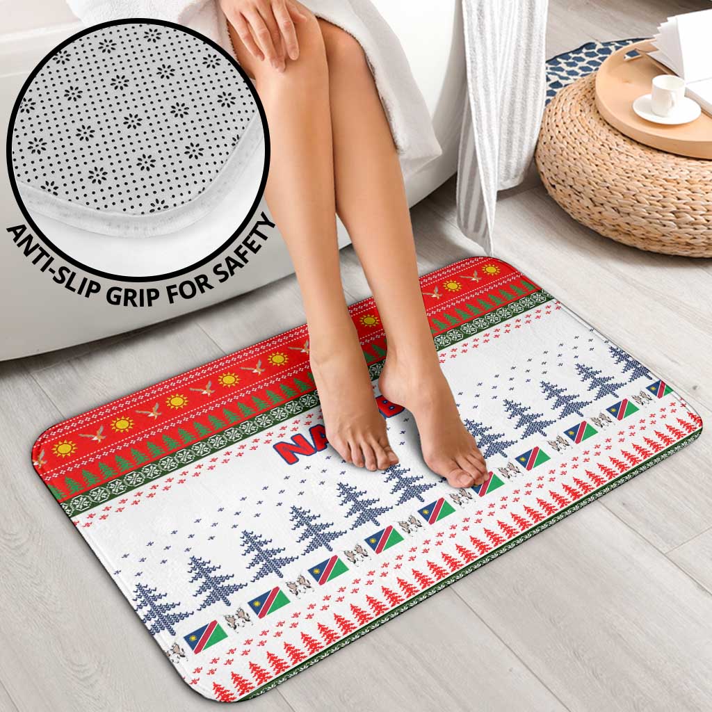Namibia Christmas Bathroom Set with Red-Green Theme, Coat of Arms, and National Flag Motif - Wonder Print Shop