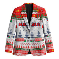 Namibia Christmas Blazer with Red-Green Theme, Coat of Arms, and National Flag Motif - Wonder Print Shop