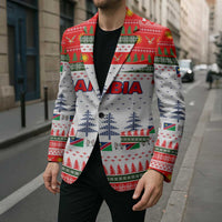 Namibia Christmas Blazer with Red-Green Theme, Coat of Arms, and National Flag Motif - Wonder Print Shop