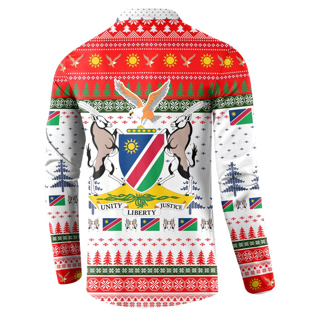 Namibia Christmas Button Sweatshirt with Red-Green Theme, Coat of Arms, and National Flag Motif - Wonder Print Shop