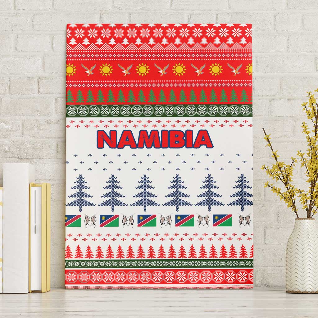 Namibia Christmas Canvas Wall Art with Red-Green Theme, Coat of Arms, and National Flag Motif - Wonder Print Shop