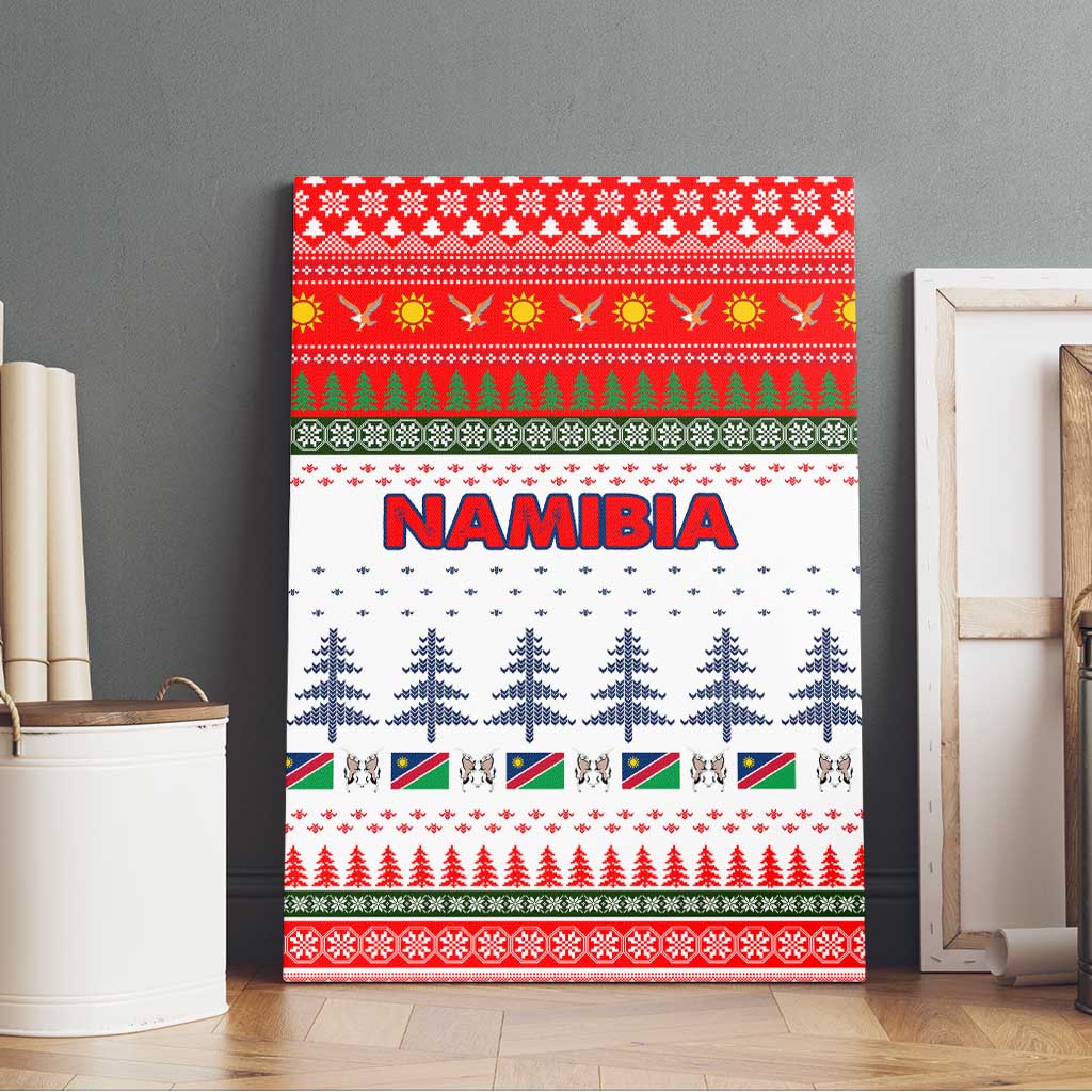 Namibia Christmas Canvas Wall Art with Red-Green Theme, Coat of Arms, and National Flag Motif - Wonder Print Shop