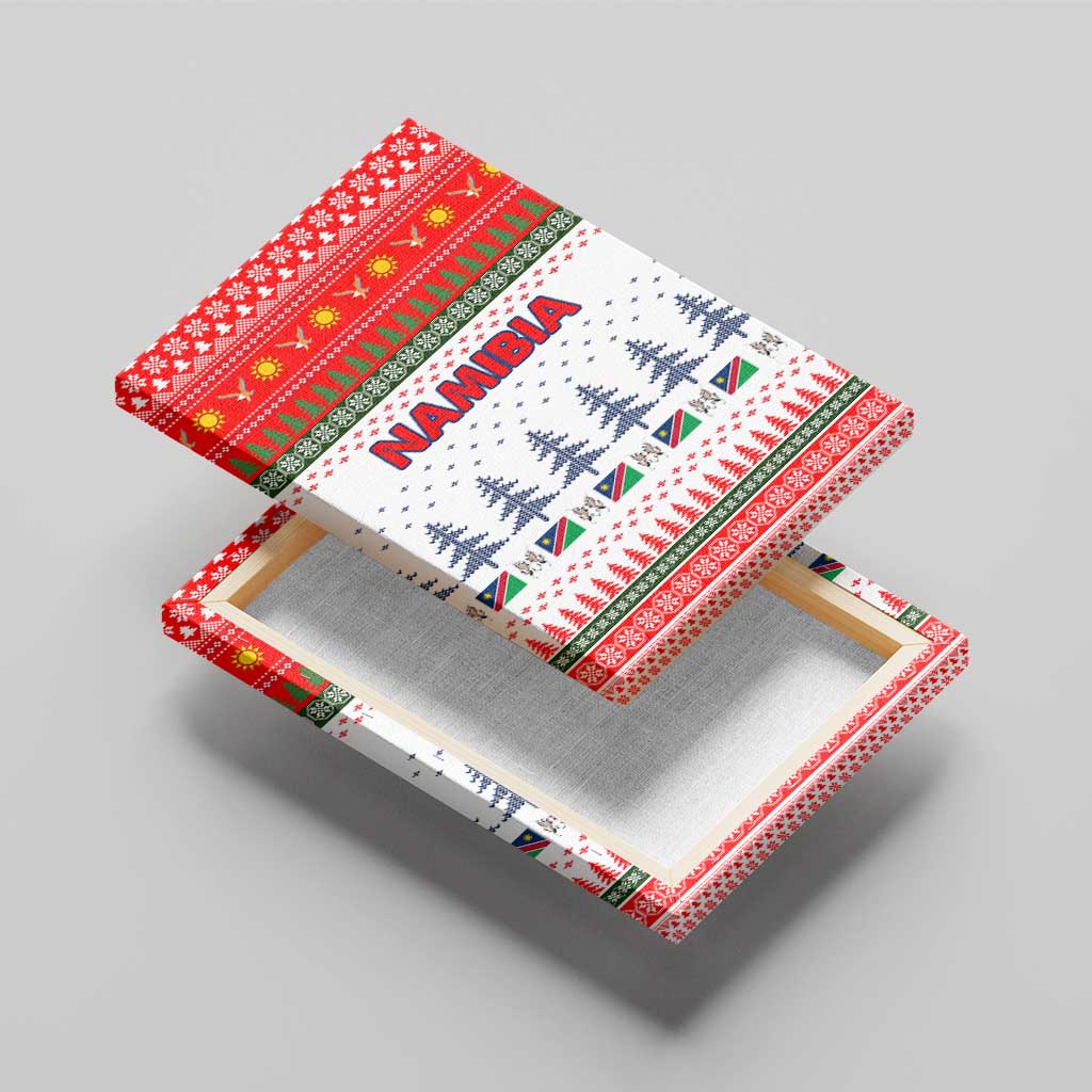 Namibia Christmas Canvas Wall Art with Red-Green Theme, Coat of Arms, and National Flag Motif - Wonder Print Shop