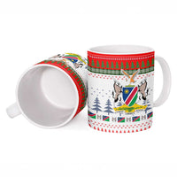 Namibia Christmas Ceramic Mug with Red-Green Theme, Coat of Arms, and National Flag Motif - Wonder Print Shop