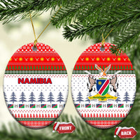 Namibia Christmas Ceramic Ornament with Red-Green Theme, Coat of Arms, and National Flag Motif - Wonder Print Shop