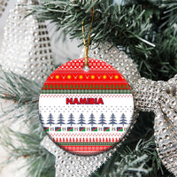 Namibia Christmas Ceramic Ornament with Red-Green Theme, Coat of Arms, and National Flag Motif - Wonder Print Shop