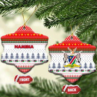 Namibia Christmas Ceramic Ornament with Red-Green Theme, Coat of Arms, and National Flag Motif - Wonder Print Shop