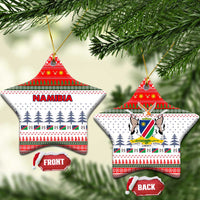 Namibia Christmas Ceramic Ornament with Red-Green Theme, Coat of Arms, and National Flag Motif - Wonder Print Shop