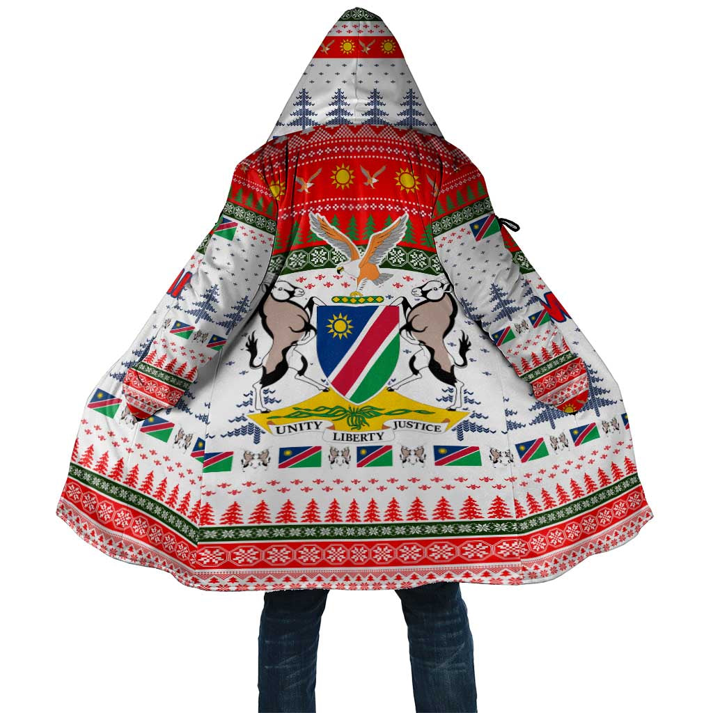Namibia Christmas Cloak with Red-Green Theme, Coat of Arms, and National Flag Motif - Wonder Print Shop