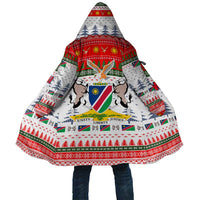 Namibia Christmas Cloak with Red-Green Theme, Coat of Arms, and National Flag Motif - Wonder Print Shop