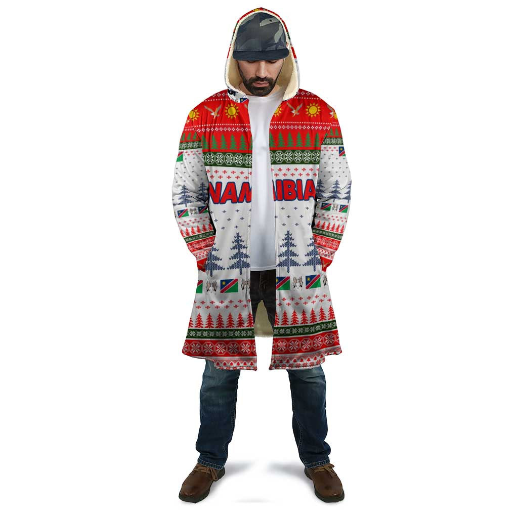Namibia Christmas Cloak with Red-Green Theme, Coat of Arms, and National Flag Motif - Wonder Print Shop