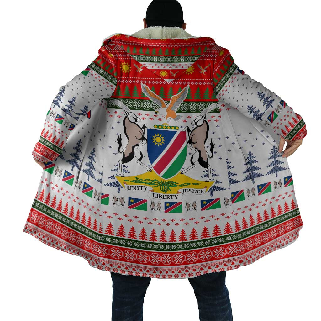 Namibia Christmas Cloak with Red-Green Theme, Coat of Arms, and National Flag Motif - Wonder Print Shop