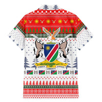 Namibia Christmas Family Matching Mermaid Dress and Hawaiian Shirt with Red-Green Theme, Coat of Arms, and National Flag Motif - Wonder Print Shop