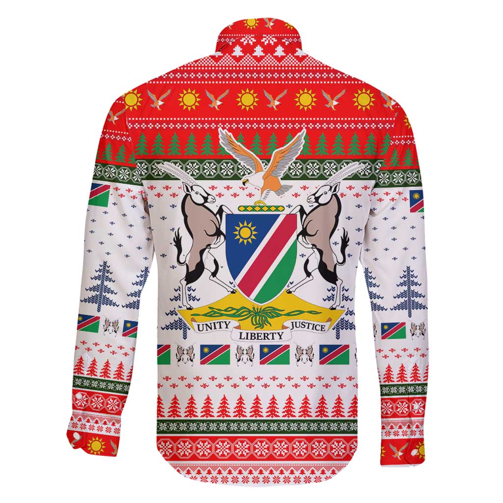 Namibia Christmas Family Matching Mermaid Dress and Hawaiian Shirt with Red-Green Theme, Coat of Arms, and National Flag Motif - Wonder Print Shop