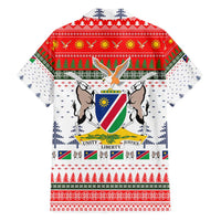 Namibia Christmas Family Matching Puletasi and Hawaiian Shirt with Red-Green Theme, Coat of Arms, and National Flag Motif - Wonder Print Shop