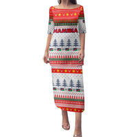 Namibia Christmas Family Matching Puletasi and Hawaiian Shirt with Red-Green Theme, Coat of Arms, and National Flag Motif - Wonder Print Shop