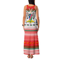 Namibia Christmas Family Matching Tank Maxi Dress and Hawaiian Shirt with Red-Green Theme, Coat of Arms, and National Flag Motif - Wonder Print Shop