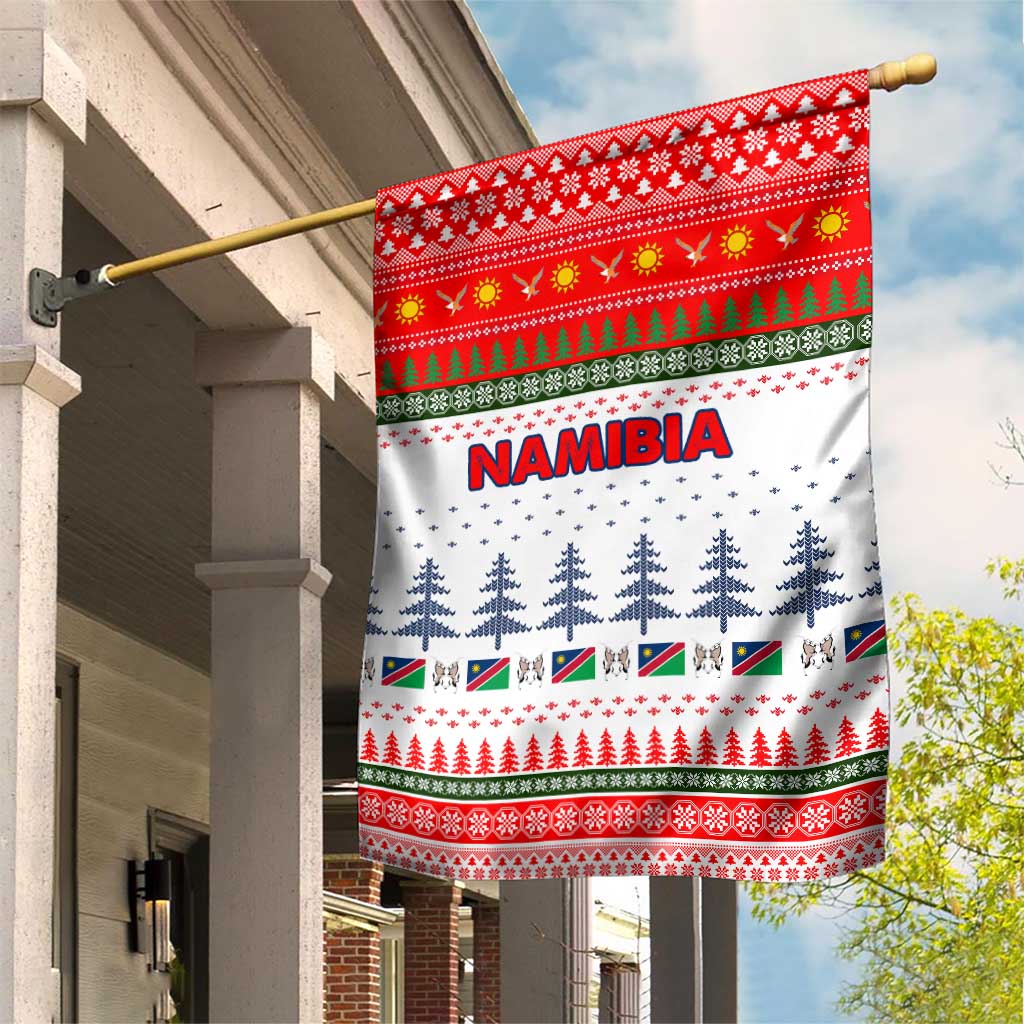 Namibia Christmas Garden Flag with Red-Green Theme, Coat of Arms, and National Flag Motif - Wonder Print Shop