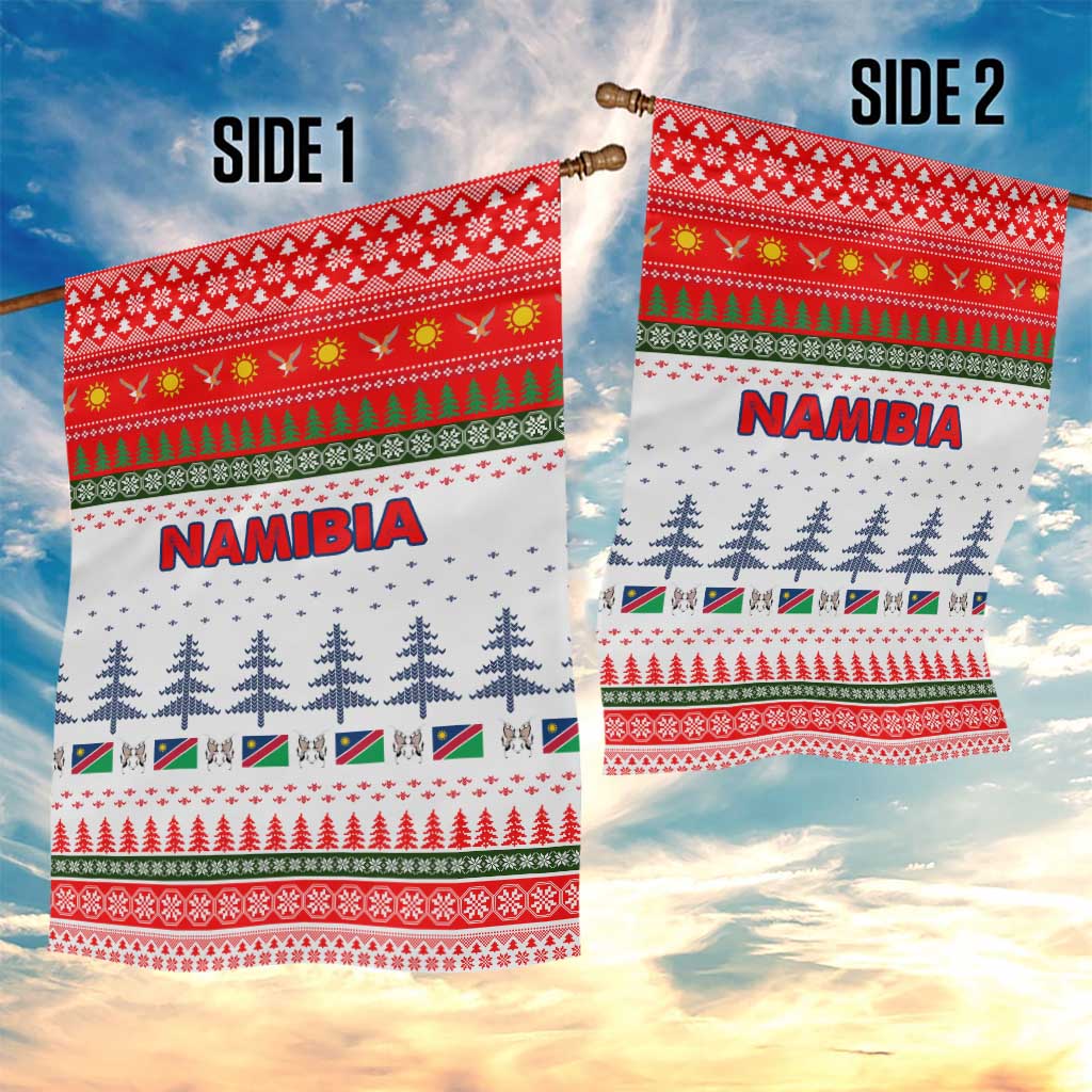 Namibia Christmas Garden Flag with Red-Green Theme, Coat of Arms, and National Flag Motif - Wonder Print Shop