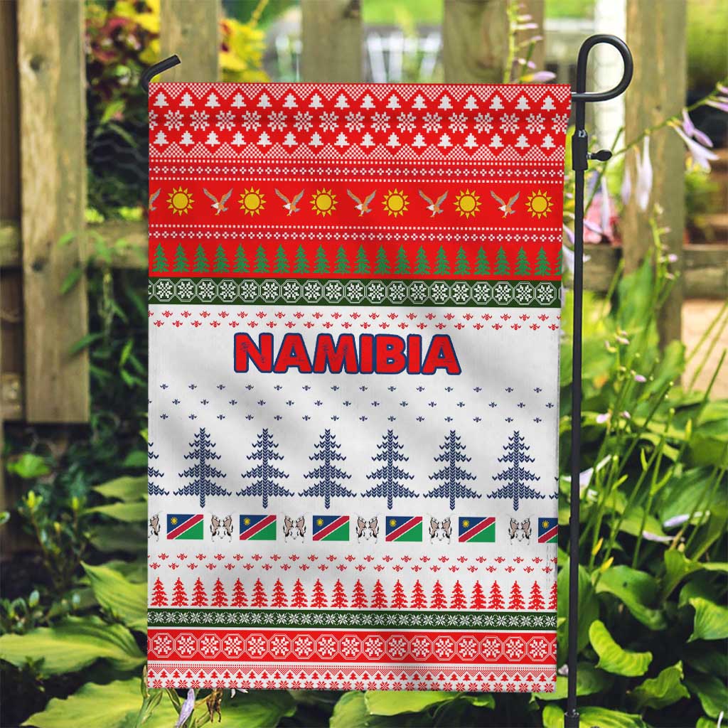 Namibia Christmas Garden Flag with Red-Green Theme, Coat of Arms, and National Flag Motif - Wonder Print Shop