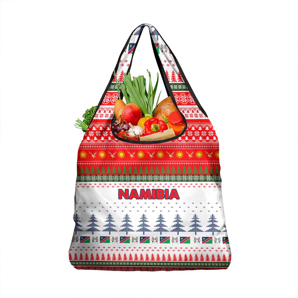 Namibia Christmas Grocery Bag with Red-Green Theme, Coat of Arms, and National Flag Motif - Wonder Print Shop