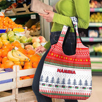 Namibia Christmas Grocery Bag with Red-Green Theme, Coat of Arms, and National Flag Motif - Wonder Print Shop