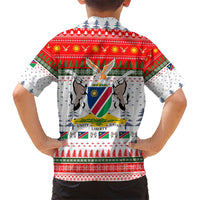 Namibia Christmas Hawaiian Shirt with Red-Green Theme, Coat of Arms, and National Flag Motif - Wonder Print Shop