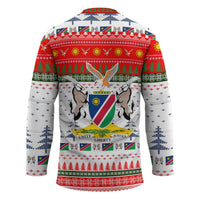Namibia Christmas Hockey Jersey with Red-Green Theme, Coat of Arms, and National Flag Motif - Wonder Print Shop