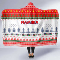 Namibia Christmas Hooded Blanket with Red-Green Theme, Coat of Arms, and National Flag Motif - Wonder Print Shop