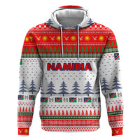 Namibia Christmas Hoodie with Red-Green Theme, Coat of Arms, and National Flag Motif - Wonder Print Shop