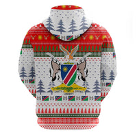 Namibia Christmas Hoodie with Red-Green Theme, Coat of Arms, and National Flag Motif - Wonder Print Shop