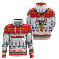 Namibia Christmas Hoodie with Red-Green Theme, Coat of Arms, and National Flag Motif - Wonder Print Shop