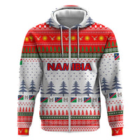Namibia Christmas Hoodie with Red-Green Theme, Coat of Arms, and National Flag Motif - Wonder Print Shop