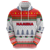 Namibia Christmas Hoodie with Red-Green Theme, Coat of Arms, and National Flag Motif - Wonder Print Shop