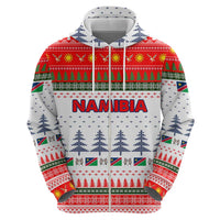 Namibia Christmas Hoodie with Red-Green Theme, Coat of Arms, and National Flag Motif - Wonder Print Shop