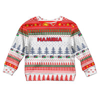 Namibia Christmas Kid Ugly Christmas Sweater with Red-Green Theme, Coat of Arms, and National Flag Motif - Wonder Print Shop