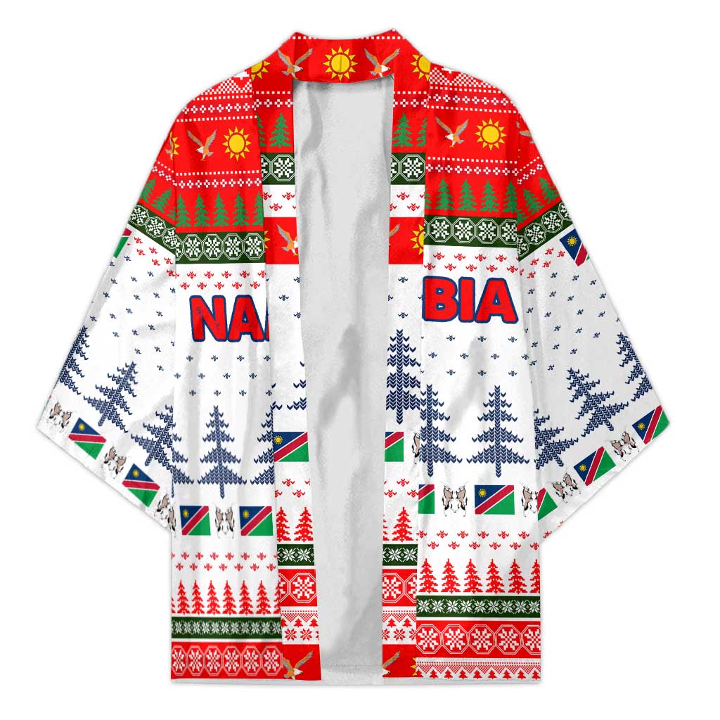 Namibia Christmas Kimono with Red-Green Theme, Coat of Arms, and National Flag Motif - Wonder Print Shop