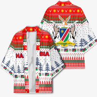 Namibia Christmas Kimono with Red-Green Theme, Coat of Arms, and National Flag Motif - Wonder Print Shop