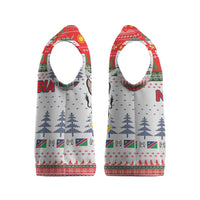 Namibia Christmas Knitted V-Neck Vest with Red-Green Theme, Coat of Arms, and National Flag Motif - Wonder Print Shop