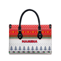 Namibia Christmas Leather Bag with Red-Green Theme, Coat of Arms, and National Flag Motif - Wonder Print Shop